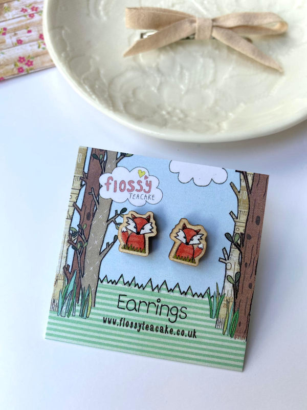 Fox wooden earrings - Flossy Teacake