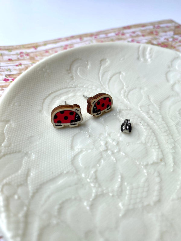 Ladybird wooden earrings - Flossy Teacake