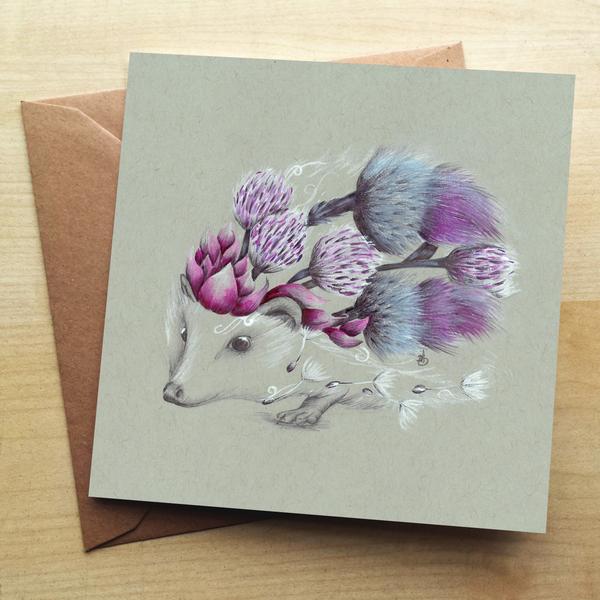 Rustic Hedgehog Greetings Card