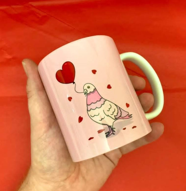 Valentines pigeon mug