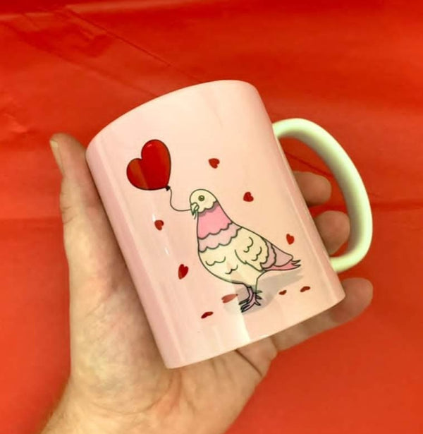 Valentines pigeon mug