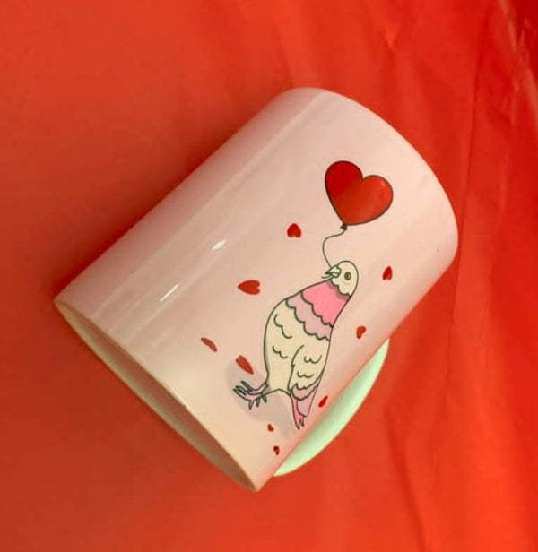 Valentines pigeon mug