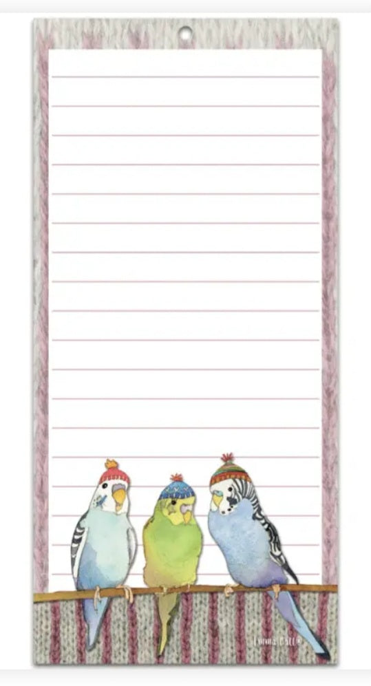 Budgies in wooly hats - Magnetic Notepad
