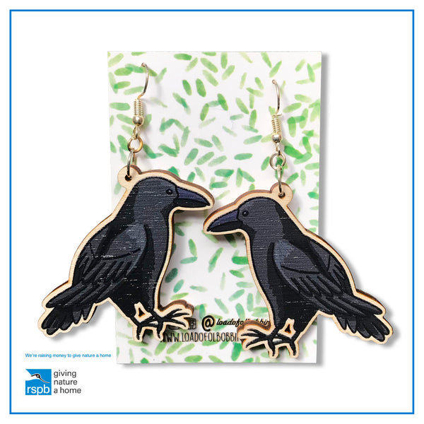 Crow earrings - large statement earrings