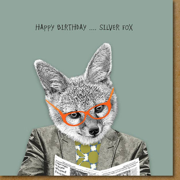 Sally Scaffardi Design - Silver Fox Birthday Card