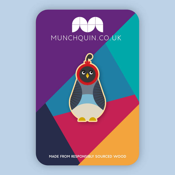 Munchquin - Cute little quail eco-friendly wooden pin badge