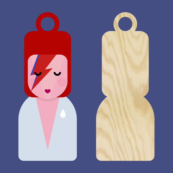 Hey There Munchquin - David Bowie (Aladdin Sane) inspired wooden Christmas decoration / keychain