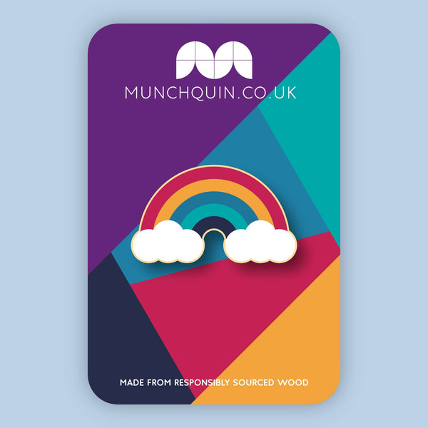 Munchquin - Cute little rainbow eco-friendly wooden pin badge
