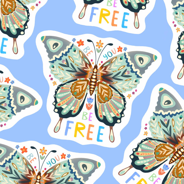 The Sunshine Bindery - Be You Be Free Butterfly Waterproof Sticker