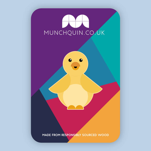 Munchquin - Cute little duck eco-friendly wooden pin badge