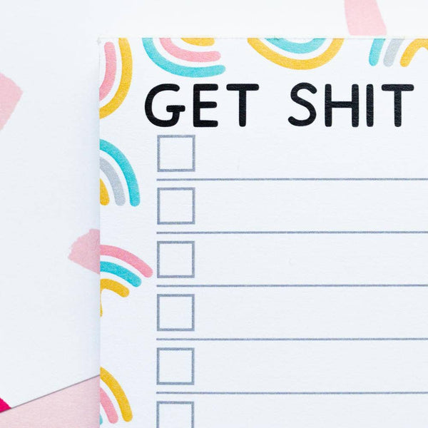 Jeff and the Squirrel - Get Shit Done Rainbow A6 Notepad | Recycled Stationery