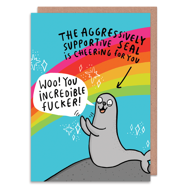 Whale & Bird - Aggressively Supporting Seal Greeting Card