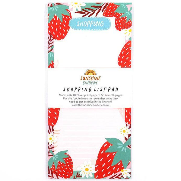 The Sunshine Bindery - Strawberry Shopping List Notepad