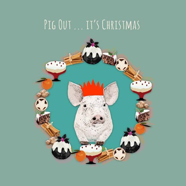 Sally Scaffardi Design - Christmas Card - Pig Out