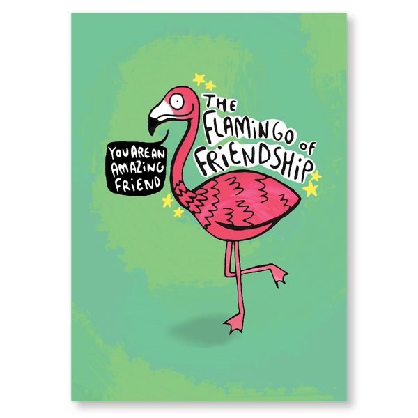 Flamingo of friendship POSTCARD - Whale and Bird