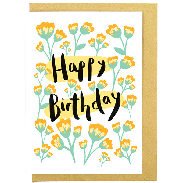 Happy Birthday florals, recycled card- Sunshine Bindery