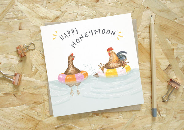 Happy Honeymoon - Chickens - Card by Every Goose