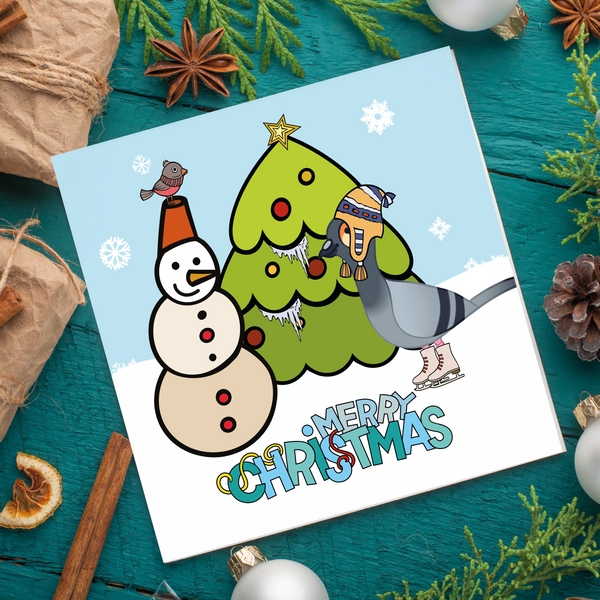 Snowman and Pige -  Christmas card