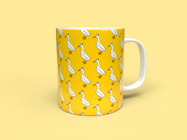 Runner Duck pattern Yellow pink Mug
