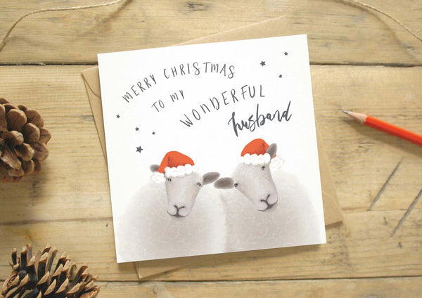 Christmas Card - Sheep - Wonderful Husband - Every Goose