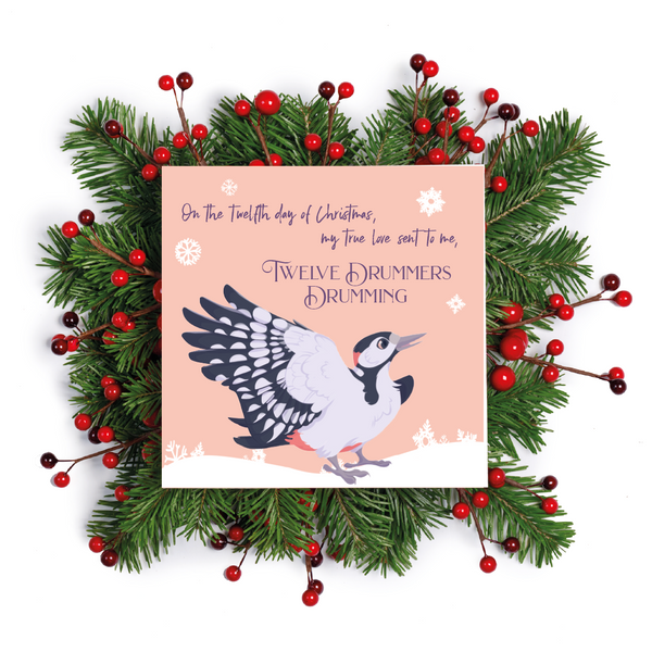 12 Birds of Christmas - 12 Drummers Drumming - Woodpecker
